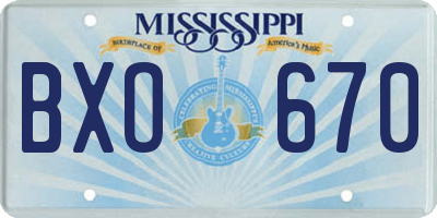 MS license plate BXO670