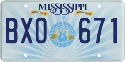 MS license plate BXO671