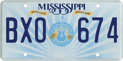 MS license plate BXO674