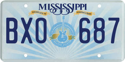 MS license plate BXO687
