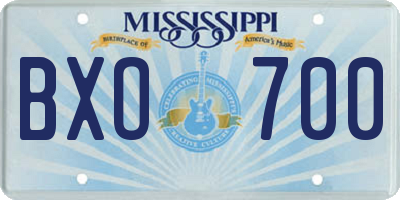 MS license plate BXO700