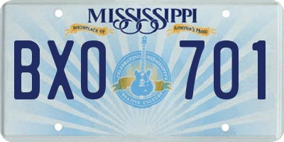 MS license plate BXO701