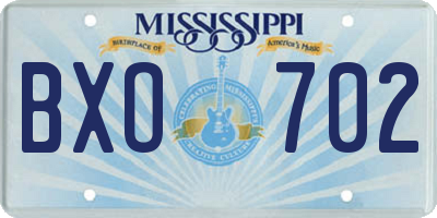 MS license plate BXO702