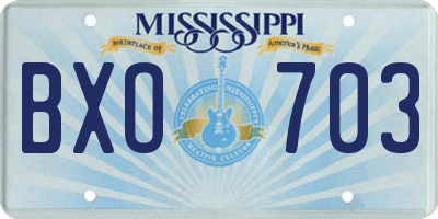 MS license plate BXO703