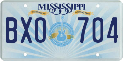 MS license plate BXO704