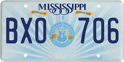 MS license plate BXO706
