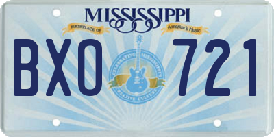 MS license plate BXO721
