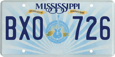 MS license plate BXO726
