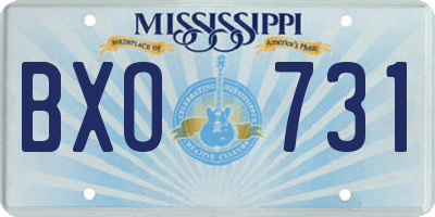 MS license plate BXO731