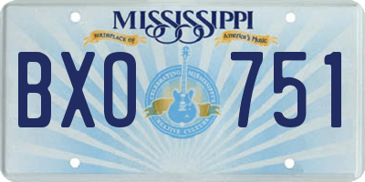 MS license plate BXO751