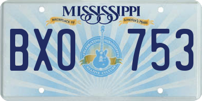 MS license plate BXO753