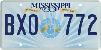 MS license plate BXO772