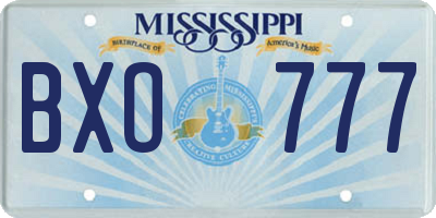 MS license plate BXO777