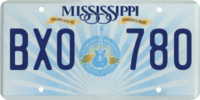 MS license plate BXO780