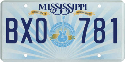 MS license plate BXO781