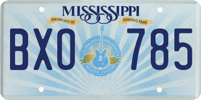 MS license plate BXO785