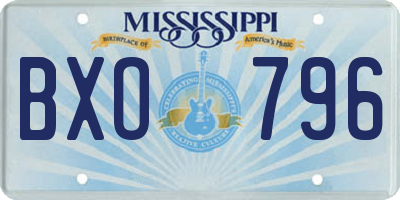 MS license plate BXO796