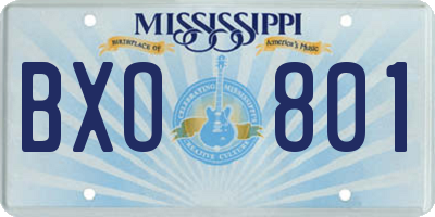 MS license plate BXO801