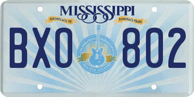 MS license plate BXO802