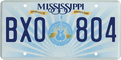 MS license plate BXO804