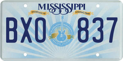 MS license plate BXO837