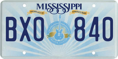 MS license plate BXO840