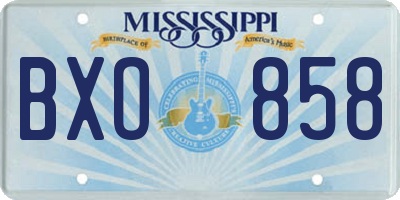 MS license plate BXO858