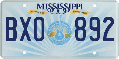 MS license plate BXO892