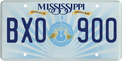 MS license plate BXO900