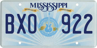 MS license plate BXO922