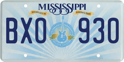 MS license plate BXO930