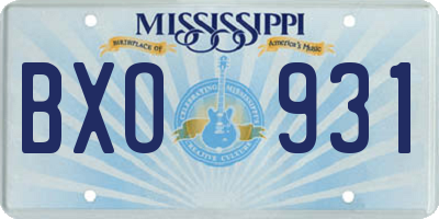 MS license plate BXO931