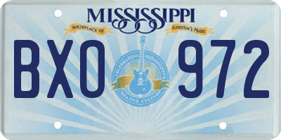 MS license plate BXO972