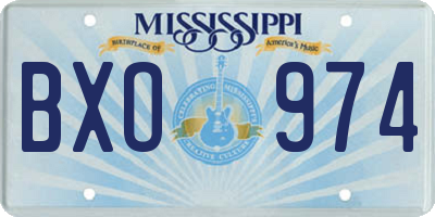 MS license plate BXO974