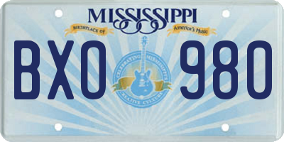 MS license plate BXO980