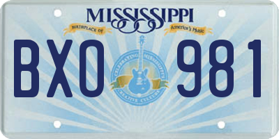 MS license plate BXO981