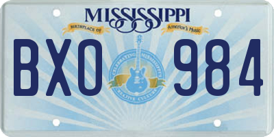 MS license plate BXO984