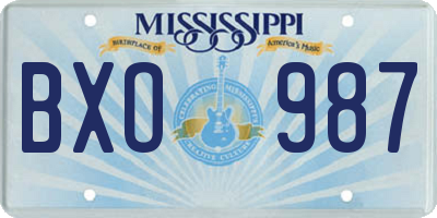 MS license plate BXO987