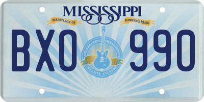 MS license plate BXO990
