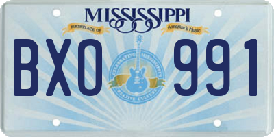 MS license plate BXO991