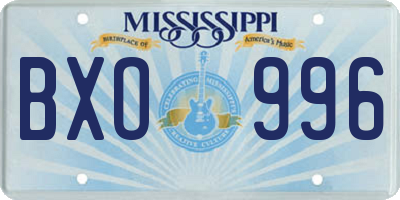 MS license plate BXO996