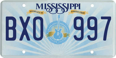 MS license plate BXO997