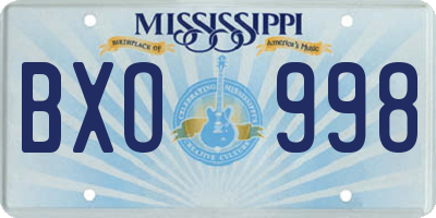 MS license plate BXO998