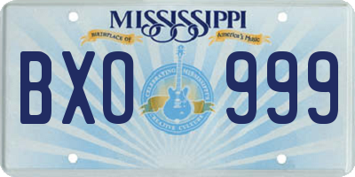 MS license plate BXO999