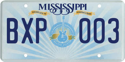 MS license plate BXP003