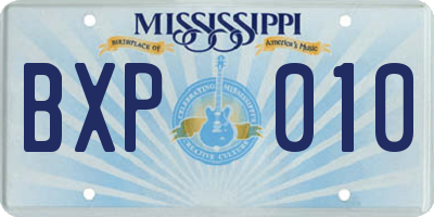 MS license plate BXP010