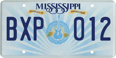 MS license plate BXP012