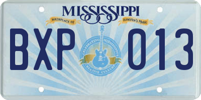 MS license plate BXP013