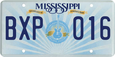 MS license plate BXP016