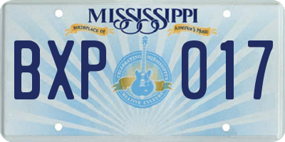 MS license plate BXP017